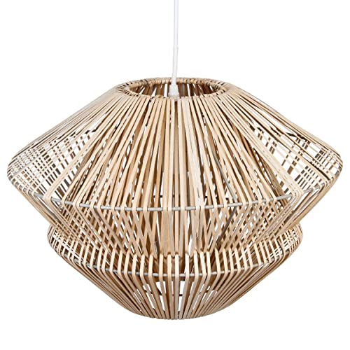 Grande suspension lustre en ROTIN - Diamètre 45 cm - Coloris : BOIS Naturel