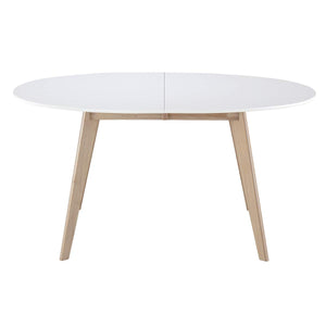 Miliboo Table scandinave Extensible Ovale Blanche et Bois Clair L150-200 cm Leena