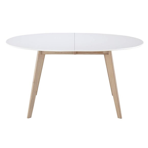 Miliboo Table scandinave Extensible Ovale Blanche et Bois Clair L150-200 cm Leena