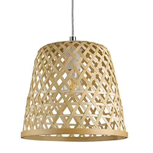 Eglo Suspension Kirkcolm 1 lampe suspendue Vintage Naturel Boho Hygge Suspension en Acier Corbeille Bois Tressé Naturel Lampe de Table de Salon Suspension avec Culot E27 Eglo Suspension Kirkcolm 1 lampe suspendue Vintage Naturel Boho Hygge Suspension en Acier Corbeille Bois Tressé Naturel Lampe de Table de Salon Suspension avec Culot E27