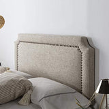 Tête de lit tapissée Leonor 160x60cm Grise, Clous en Marron, épaisseur Totale de 8 cm