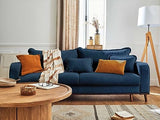 Lisa Design - Billie - canapé 3 Places - Convertible avec Coffre - en Velours côtelé - Bleu Ardoise