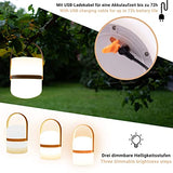 Portable lampe de table design scandinave, lampe de table salon, sans fil, lanterne de table, LED à intensité variable, exterieure jardin, LED, USB, terrasse, intérieur, dimmable, rechargeable, bois