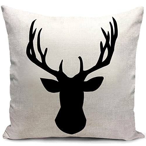 HUASHUZI Housse de coussin décorative en forme de tête de cerf - Décoration d'intérieur pour salon, canapé, lit, canapé - 45 x 45 cm