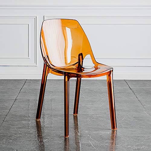 Transparent Acrylique Ghost Chair, Chaise De Salle À Manger Transparente De Mode Empilable, Chaises La Créativité Cristal Transparent pour Chambre à Coucher, Salon, Bureau,Brown