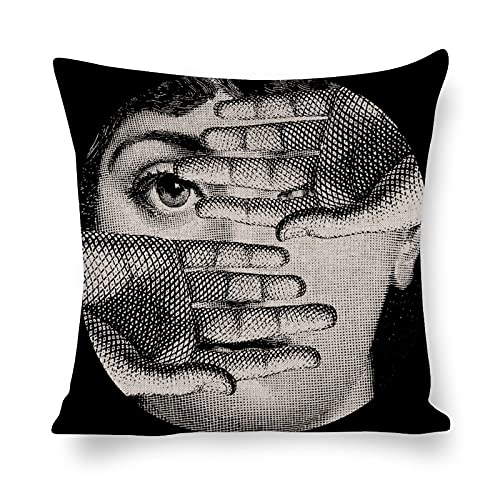 QHKYT Lina Cavalieri Housse de coussin décorative carrée en coton et lin avec motif œil personnalisé, comprend uniquement une taie d'oreiller 45 x 45 cm (A13)