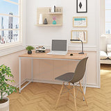 WOLTU TSB08hei Bureau d'Ordinateur Table de Bureau en aggloméré et Acier 120x60x70cm, 10,62 kg, Chêne Clair+Blanc