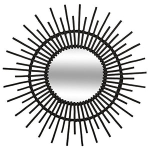 Atmosphera - Miroir en rotin Soleil D 76 cm Coloris Noir