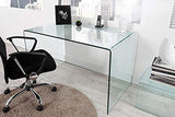 EGLEMTEK Bureau de bureau en verre incurvé - Luxury Z-02 - (126 x 74 x 70 cm) Design incurvé et moderne