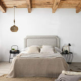 Tête de lit tapissée Leonor 160x60cm Grise, Clous en Marron, épaisseur Totale de 8 cm