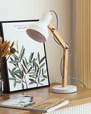 Tomons Lampe de Bureau en Bois, Lampe de Table, Ampoule LED Inclus, Lampes de Lecture, Décoration Design pour Bureau et Table de Chevet, Chambre, Salon, Blanc