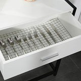 HOMCOM Console Table d'appoint Design dim. 120L x 34l x 81H cm 2 tiroirs métal Noir Panneaux Particules Blanc