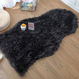 YIHAIC Peau de Mouton synthétique,Cozy Sensation comme véritable Laine Tapis en Fourrure synthétique, Man-Made Luxe Laine Tapis de Canapé Coussin (Noir, 75 x 120 cm)