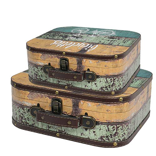 HMF VKO200 Valise en Bois Vintage | Set de 2 | Différentes Dimensions | Bicyclette comme Décoration