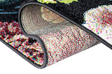 CARPETIA Tapis Salon Design Tapis Moderne Fleurs Bouquet Noir Rouge Größe 160x230 cm