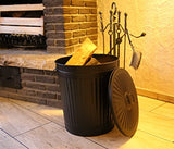 Home&Decorations Poubelle Vintage/Rétro - Panier à Linge avec Couvercle et Poignées de Transport - Bac à Ordures en Métal – Noir Mat 35 Litres