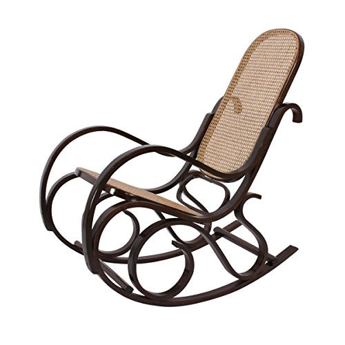 Mendler Rocking-Chair Fauteuil à Bascule, Couleur Noyer, rotin