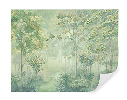 Tapeko Papier Peint Panoramique Nature 260x180 cm style 3D Forêt Feuillage des Arbres Nature Papier Peint intissé Couleurs Douces pour Chambre Salon Décoration Murale u78448v1