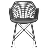IDIMEX Lot de 4 chaises Alicante pour Salle à Manger ou Cuisine au Design Retro avec accoudoirs, Coque en Plastique Noir et 4 Pieds croisé en métal laqué Noir
