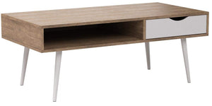 WOLTU® TSG16hei Table Basse en Bois Jambe en métal Table TV avec tiroir et Compartiment Ouvert 120x60x48cm (LxPxH),Chêne