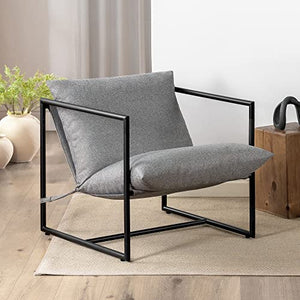 ZINUS Aidan Fauteuil d’exception style suspendu,Fauteuil avec structure en métal et coussins remplis de flocons de mousse, Montage facile sans outils,Fauteuil livré dans une boîte compacte, Gris clair