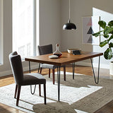 Marque Amazon - Rivet - Table de salle à manger aux pieds ultra-fins et au look industriel, largeur 180 cm, Noyer et noir