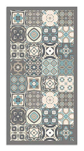 Panorama Tapis du Sol Vinyle Carreaux Ciments Bleu 40x80 cm - Tapis de Cuisine en PVC Linoléum Vinyle - Antidérapant Lavable Ignifuge - Tapis pour Cuisine Bureau Salon - Protection du Sol