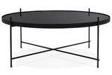 PEGANE Table Basse Simple en métal et Verre trempé Coloris Noir - 83 x 83 x H.35 cm
