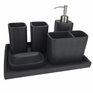 Set d'accessoires de salle de bain Ensemble d'accessoires de salle de bains en résine de style minimaliste européen, cinq ensembles de distributeur de savon, porte-gobelet, ensemble de lavage Créatif