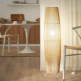 LEDKIA LIGHTING Lampadaire Bambou Komu 1000x250 mm Naturel E27 Bambou pour Décoration Salon, Chambre, Cuisine