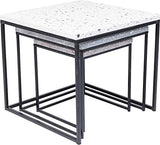 Kare Design Terrazzo Round Lot de 3 Tables d'appoint, Gris, 48 x 48 x 43