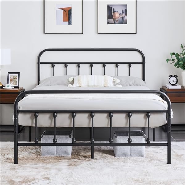 Yaheetech Lit Simple Double en Métal Assemblage Simple pour Petits Espaces Adultes 140x200cm Noir Yaheetech Lit Simple Double en Métal Assemblage Simple pour Petits Espaces Adultes 140x200cm Noir