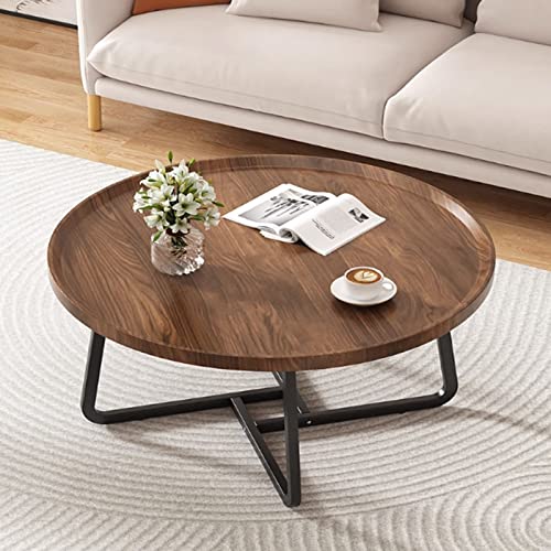 Table basse industrielle ronde – Tables basses pour le salon, table à thé moderne de loisirs, table centrale pour le salon, salle à manger, tables gigognes pour les petits espaces (couleur : noyer, Table basse industrielle ronde – Tables basses pour le salon, table à thé moderne de loisirs, table centrale pour le salon, salle à manger, tables gigognes pour les petits espaces (couleur : noyer,