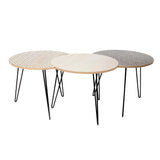 THE HOME DECO FACTORY HD3882 Lot de 3 Tables Basses Gigognes, Fer, Beige, Noir, 45 x 45 x 36 cm