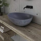 Vasque Design à poser VELA en fonte minérale - gris effet béton mat - 60,5 x 43,5 x 16 cm, Bonde Pop-Up:Sans bonde Pop Up