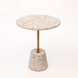 LINCYS Table d'appoint Table d'appoint Basse marbre Naturel Minimaliste Terrazzo Rond Salon Plateau Rond Table Tables d'appoint Salon pour Manger Petite Table