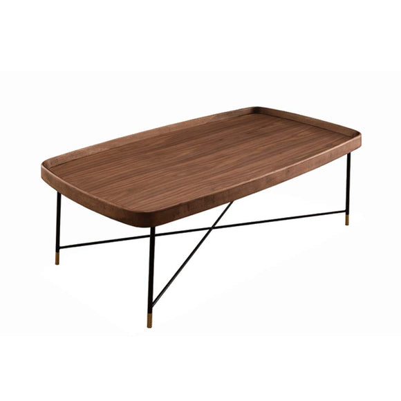 Y-Leah Table basse rectangulaire en Bois de Style Industriel rétro, Cadre en Fer forgé soudé par métal Noir doré 80 × 80 × 40cm