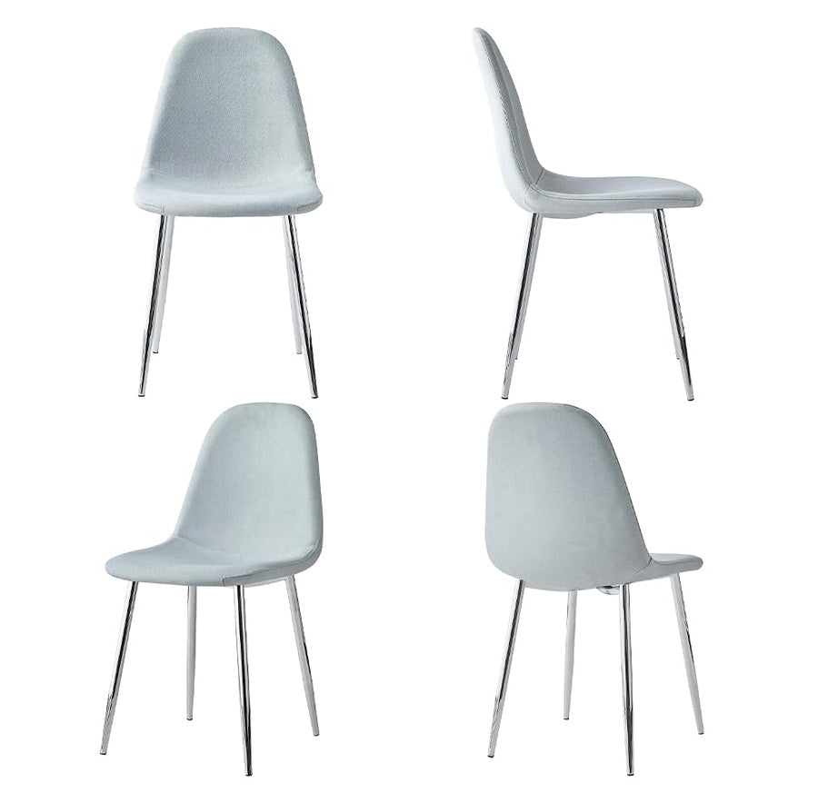 Hallowood Furniture Cullompton Lot de 4 chaises de salle à manger rembourrées en tissu gris avec pieds en métal robuste finition argentée pour salle à manger, chaises modernes et élégantes pour la Hallowood Furniture Cullompton Lot de 4 chaises de salle à manger rembourrées en tissu gris avec pieds en métal robuste finition argentée pour salle à manger, chaises modernes et élégantes pour la