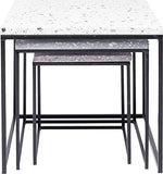 Kare Design Terrazzo Round Lot de 3 Tables d'appoint, Gris, 48 x 48 x 43