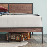 ZINUS 30 cm Mory Sommier plateforme en bois et en métal avec tête de lit en deux parties | Support à lattes en bois | Facile à monter | 180 x 200 cm | Marron