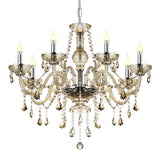 Ridgeyard Lustre Baroque Lustres de Plafond Moderne Lustre Cristal K9 Plafonnier Luminaire pour Salon Chambre Couloir Entrée, 8 Lumières, Cognac