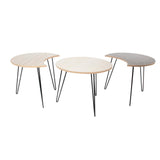 THE HOME DECO FACTORY HD3882 Lot de 3 Tables Basses Gigognes, Fer, Beige, Noir, 45 x 45 x 36 cm