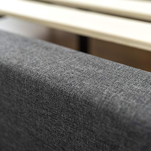 Zinus Dachelle Cadre De Lit Plateforme Rembourré, Fond De Matelas Support De Lattes En Bois Pas Besoin De Sommier Tapissier Assemblage Facile Tres Grand Lit Gris Fonce