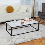 MEUBLE COSY Salon Table Basse Design Moderne Style Industriel, Structure en Métal, Marbre, 110x60x34cm