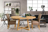 Nordic Story Moby Table de salle à manger extensible ronde en chêne massif avec pieds croisés Style moderne scandinave 4-8 personnes 120-160 x 120 x 75 cm Naturel