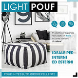 DESHOME - Pouf repose-pieds d'extérieur et intérieur tissu hydrofuge, déhoussable avec rembourrage 60 x 60 x 50 cm : Pouf pour canapé de séjour chambre à coucher, Pouf rayé