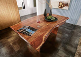 MASSIVMOEBEL24.DE Table à Manger 210x110cm - Bois Massif d'acacia laqué (Noisette) - Design Naturel - Freeform #103