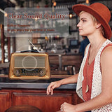 Wholede Radio Portable, Radio Vintage Bluetooth FM/AM/SW, Poste Radio à Pile, Prise en Charge de la Carte TF/USB, Nostalgie Retro Radio pour Cuisine Salle de Bain