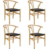 TecTake 800776 Lot de 4 Chaises Salle à Manger Cuisine Design, Cadre et Pieds en Bois, Embouts en Plastique pour protéger Le Sol - diverses Couleurs au Choix - (Naturelle | No. 403525)