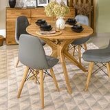 Nordic Story Table de salle à manger ronde en bois massif chêne idéal pour cuisine salon, meubles style nordique scandinave, 120 x 120 x 77 cm, chêne naturel